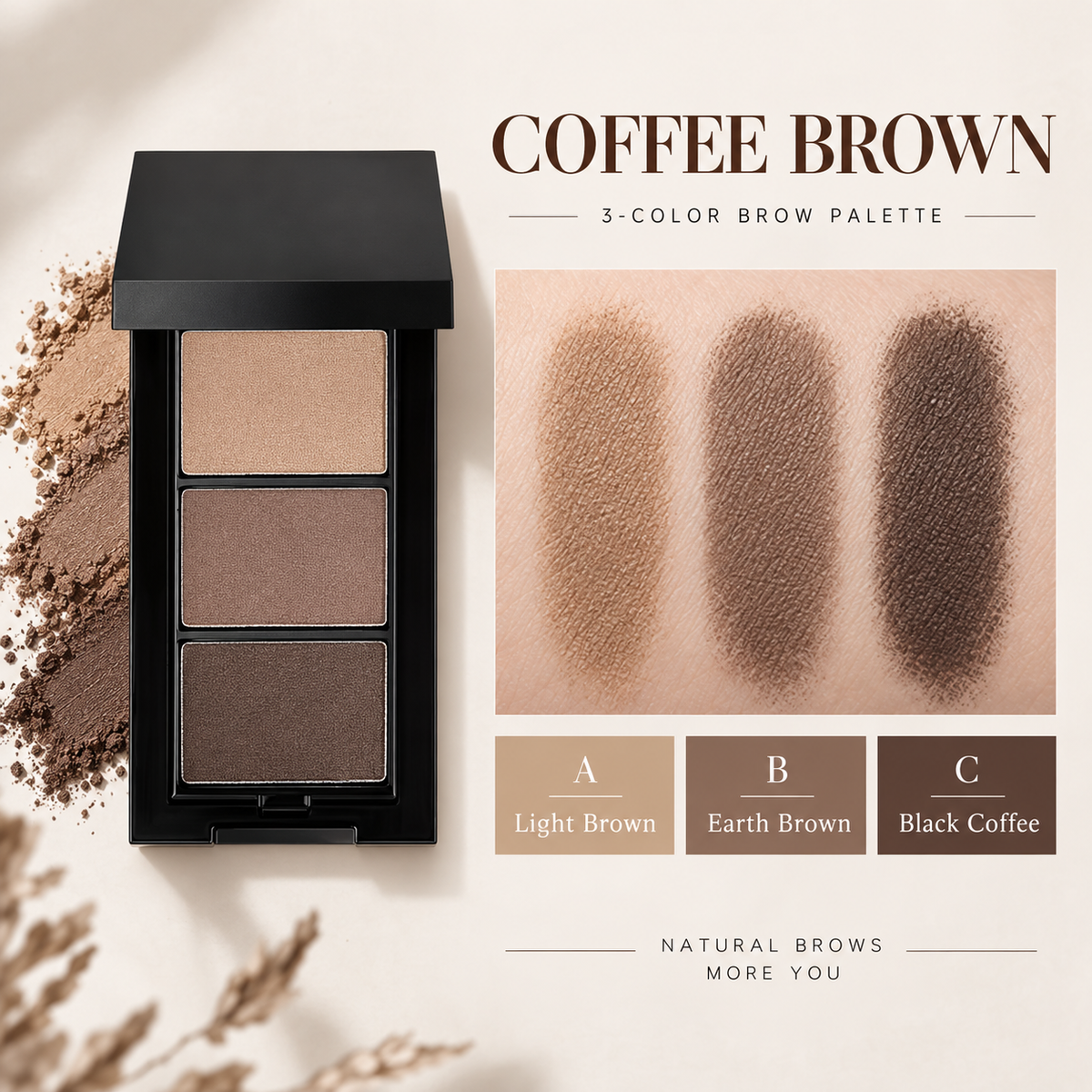3 Shade Eyeshadow Palette, Blendable Matte Eyeshadow for Daily Eye Makeup, Long Wear & Water Resistant