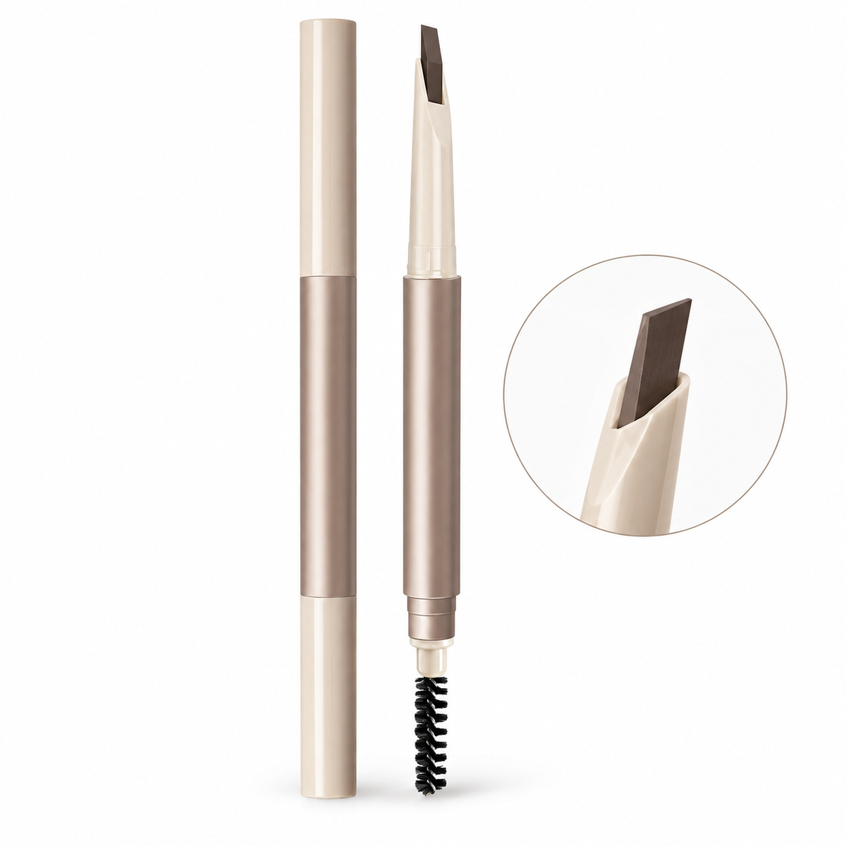 Dual-ended Eyebrow Pencil, Waterproof Blade Tip Eyebrow Definer with Spoolie Brush for Natural Brow Makeup