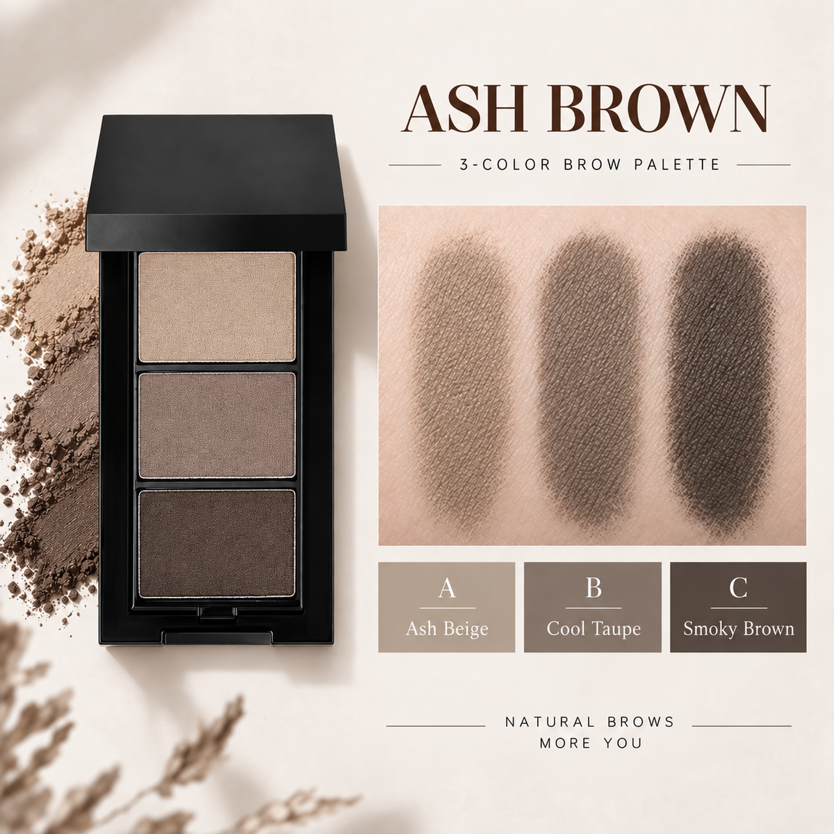 3 Shade Eyeshadow Palette, Blendable Matte Eyeshadow for Daily Eye Makeup, Long Wear & Water Resistant