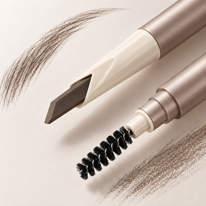 Dual-ended Eyebrow Pencil, Waterproof Blade Tip Eyebrow Definer with Spoolie Brush for Natural Brow Makeup